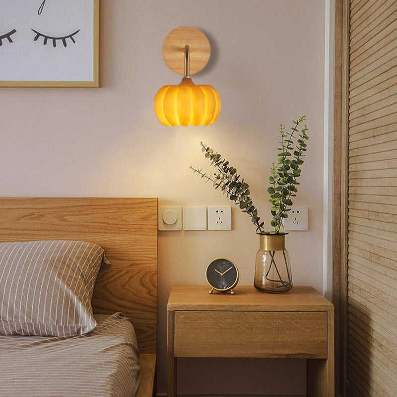 Pumpkin Solid Wood Resin Wall Lamp