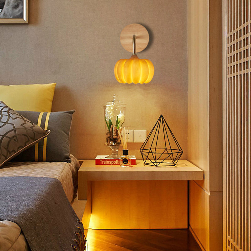 Pumpkin Solid Wood Resin Wall Lamp