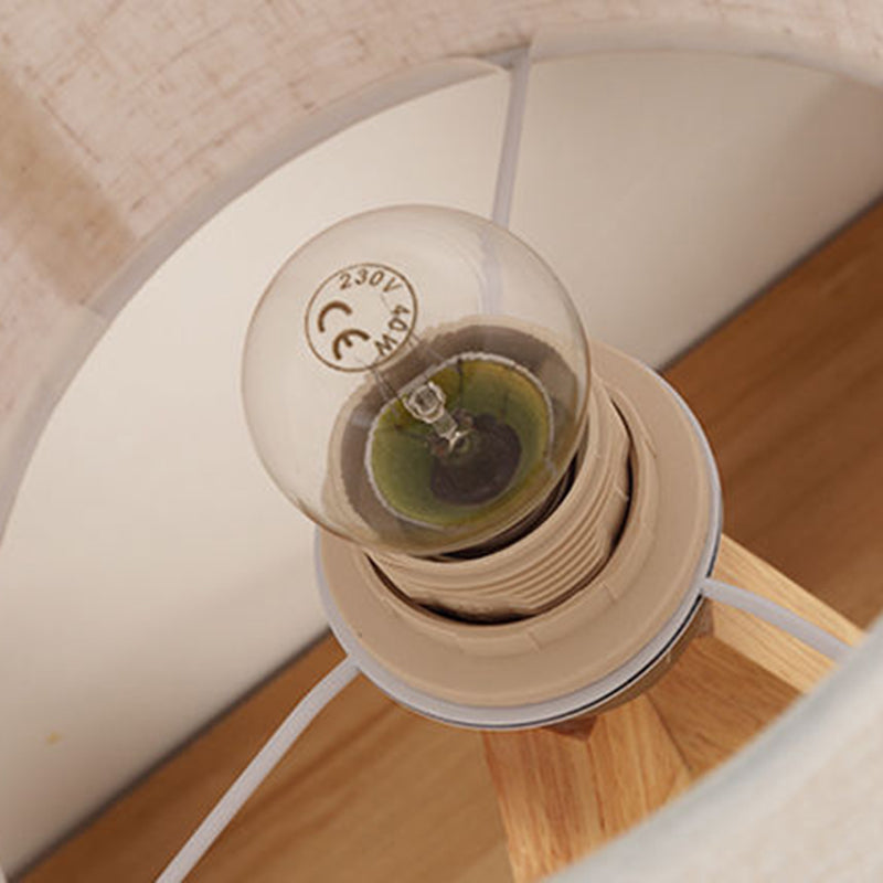 Round Tripod Wooden Fabric Table Lamp