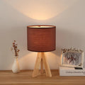 Round Tripod Wooden Fabric Table Lamp