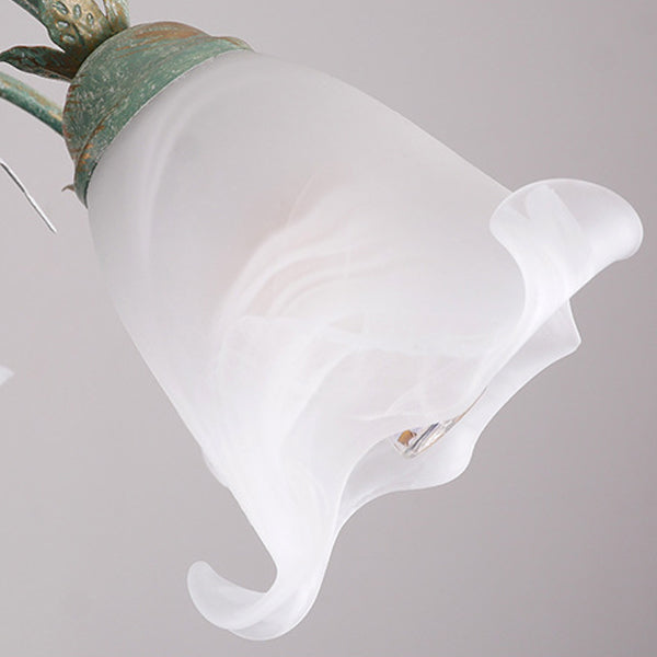 Floral Leaf Iron Glass 5-Light Wall Lamp