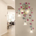 Floral Leaf Iron Glass 5-Light Wall Lamp
