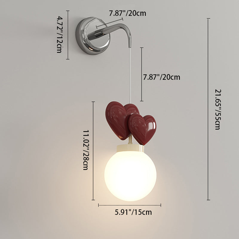 Orb Love Heart Hardware Wall Lamp