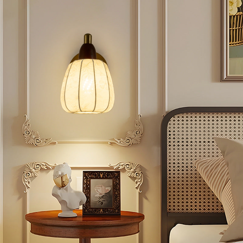 Oval Floral Printed Fabric Wall Lamp