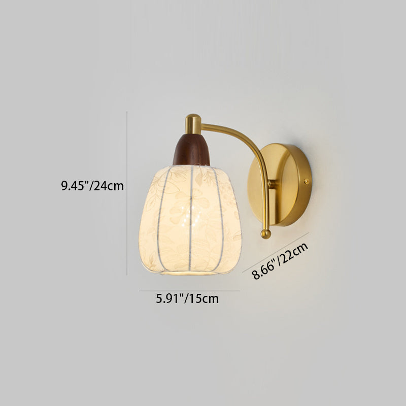 Oval Floral Printed Fabric Wall Lamp