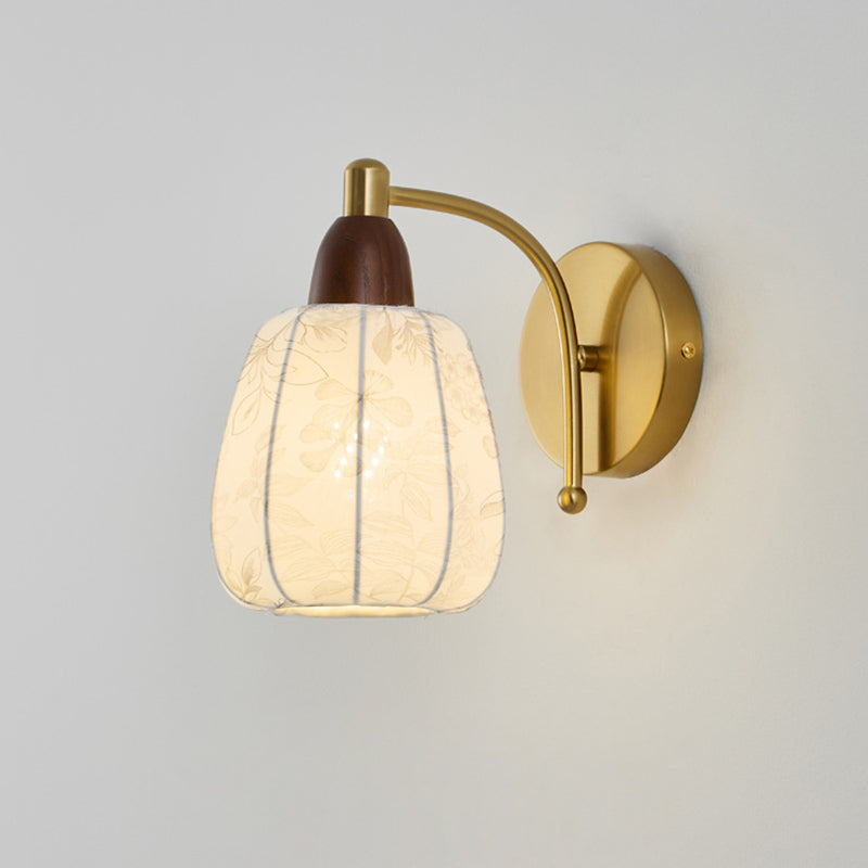 Oval Floral Printed Fabric Wall Lamp