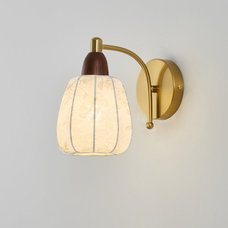 Oval Floral Printed Fabric Wall Lamp