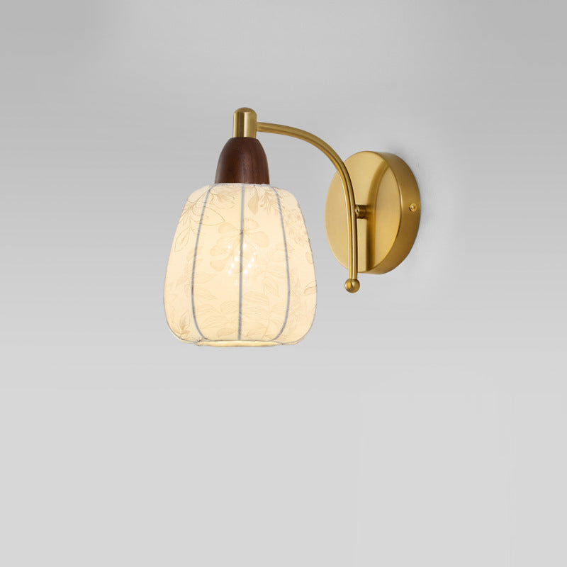 Oval Floral Printed Fabric Wall Lamp