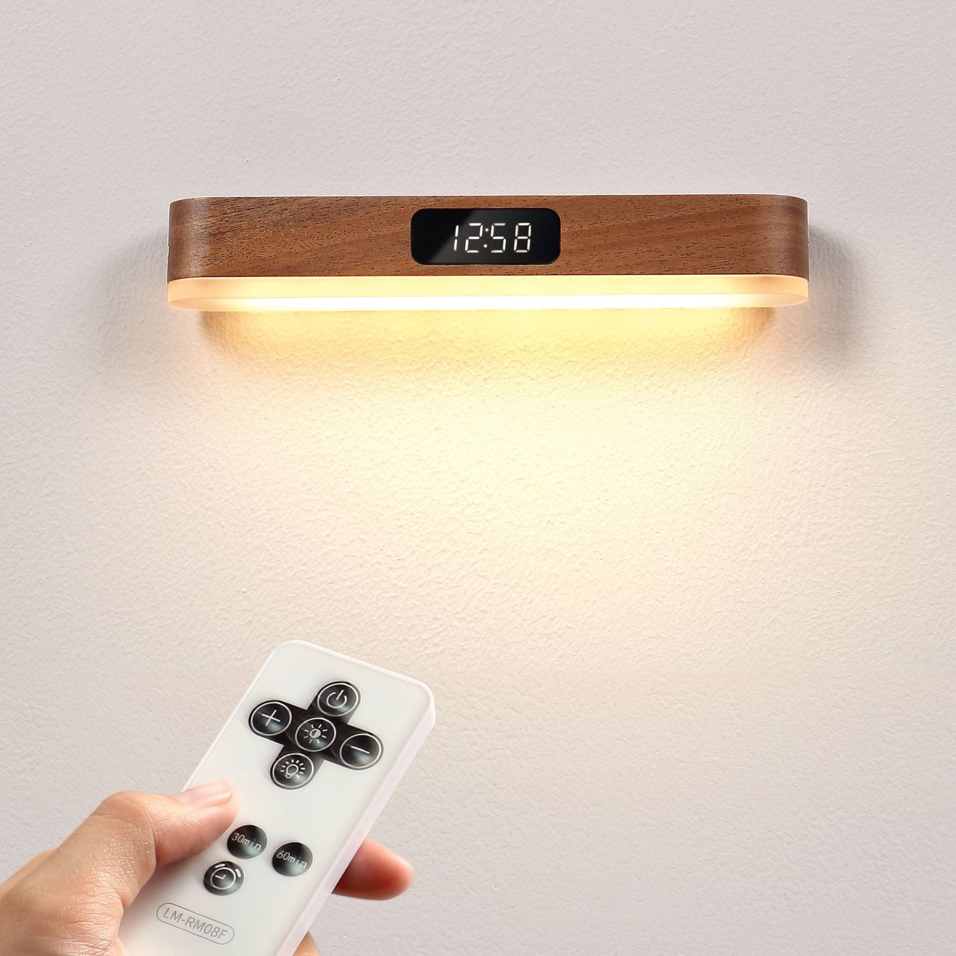 Rechargeable Rectangular Clock Solid Wall Lamp