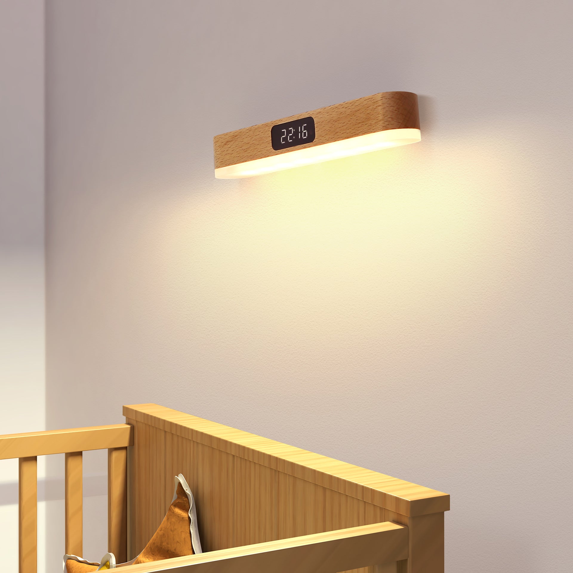 Rechargeable Rectangular Clock Solid Wall Lamp