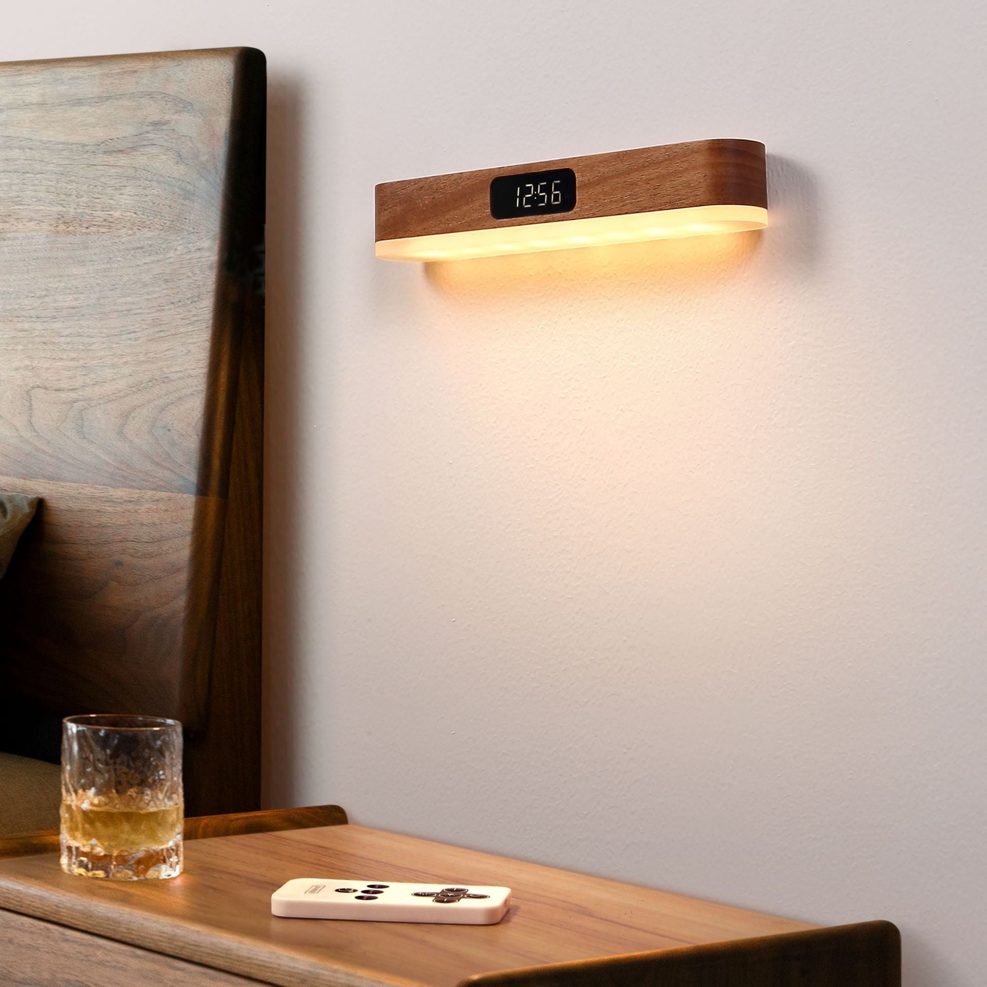 Rechargeable Rectangular Clock Solid Wall Lamp