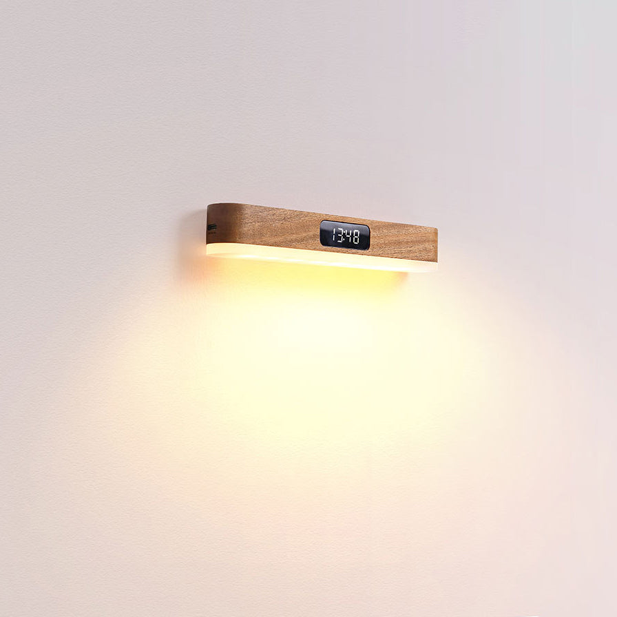 Rechargeable Rectangular Clock Solid Wall Lamp