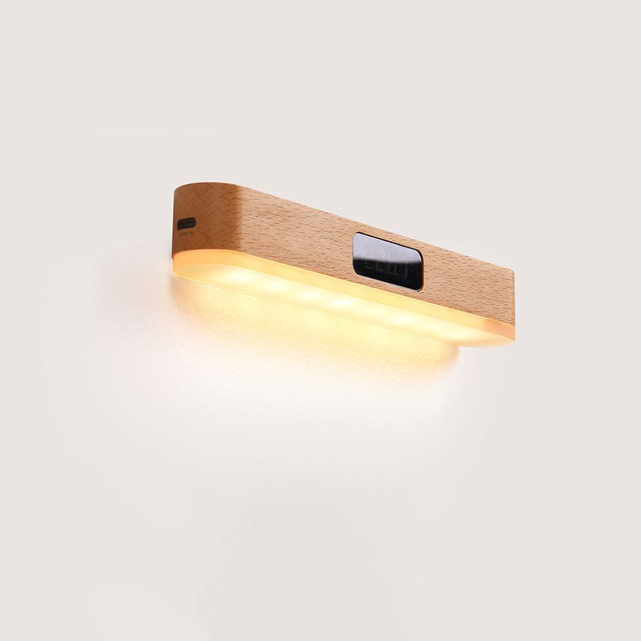 Rechargeable Rectangular Clock Solid Wall Lamp
