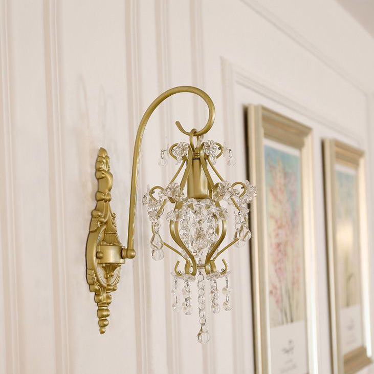 Curved Rod Iron Frame Wall Lamp