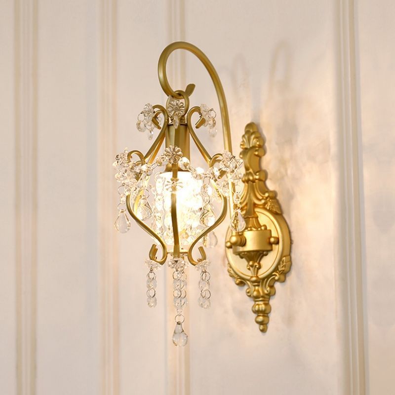 Curved Rod Iron Frame Wall Lamp