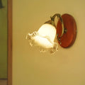 Floral Glass Solid Wood Wall Lamp