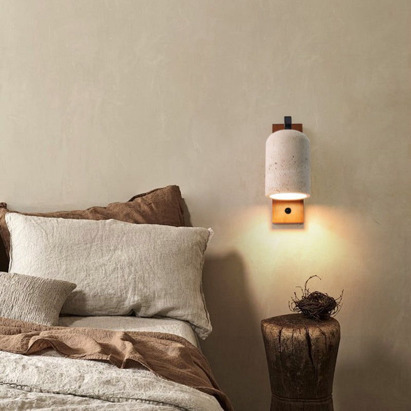 Cylinder Rectangle Solid Wood Wall Lamp