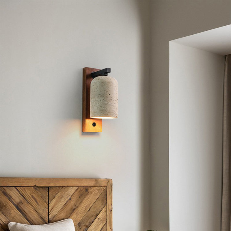 Cylinder Rectangle Solid Wood Wall Lamp