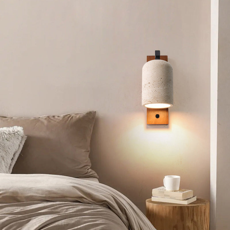 Cylinder Rectangle Solid Wood Wall Lamp