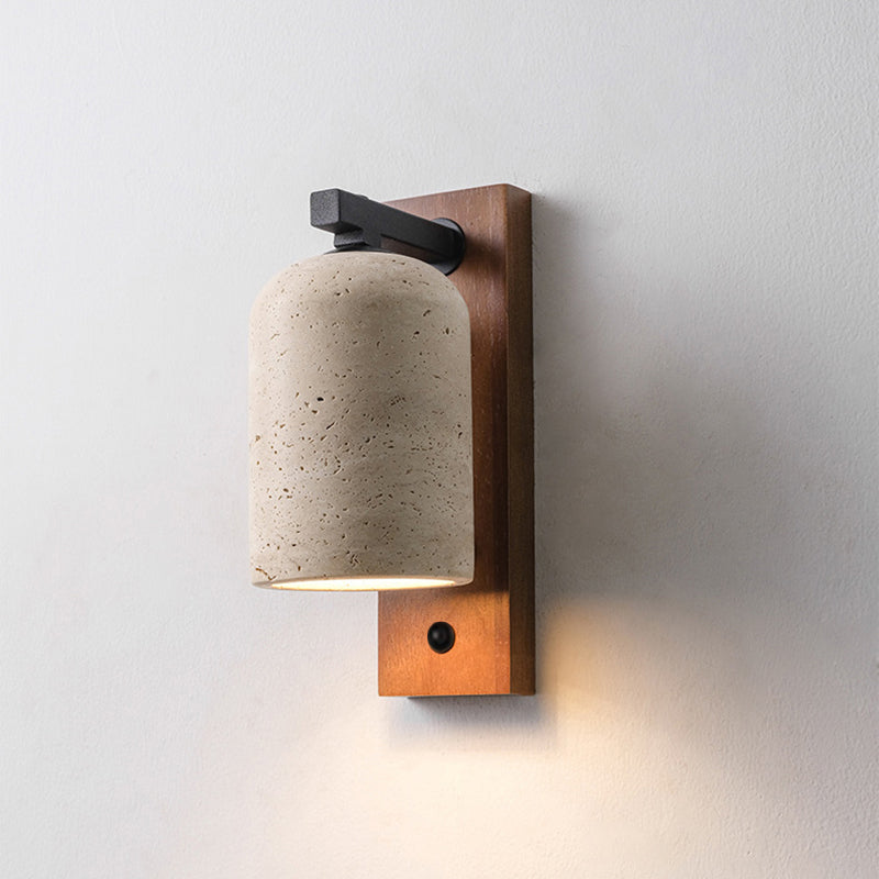 Cylinder Rectangle Solid Wood Wall Lamp