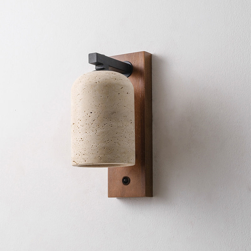 Cylinder Rectangle Solid Wood Wall Lamp