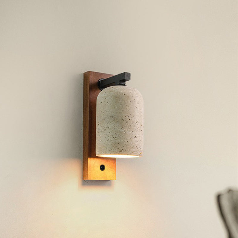 Cylinder Rectangle Solid Wood Wall Lamp