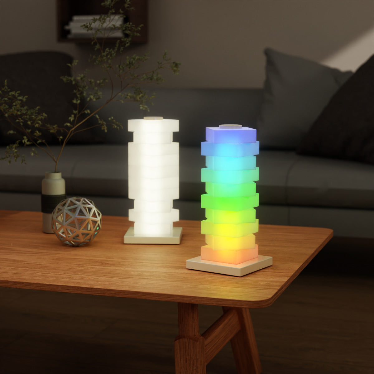 Puzzle Rectangular PVC Bedroom Table Lamp