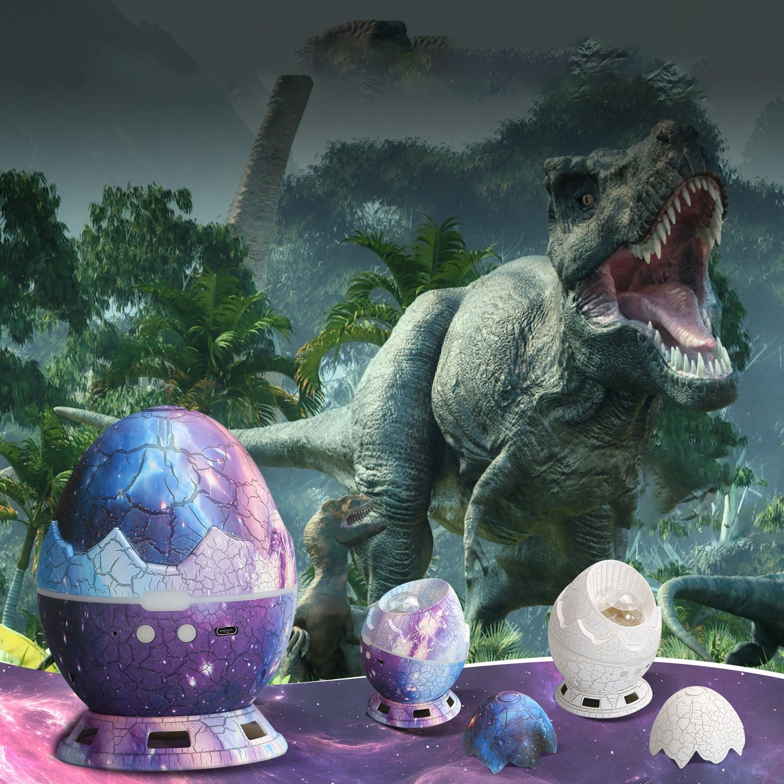 Crackle Dinosaur Egg Projector Table Lamp