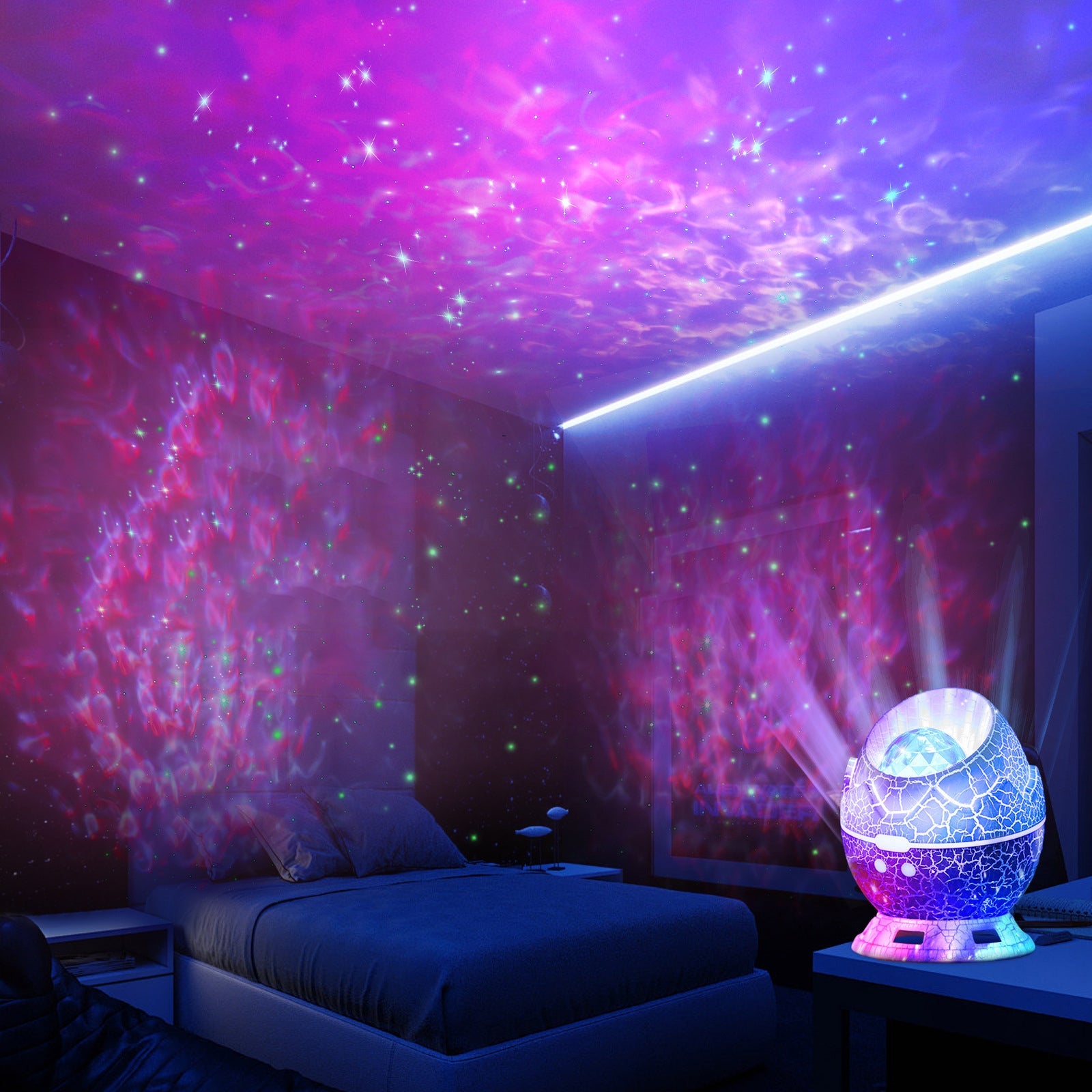 Crackle Dinosaur Egg Projector Table Lamp