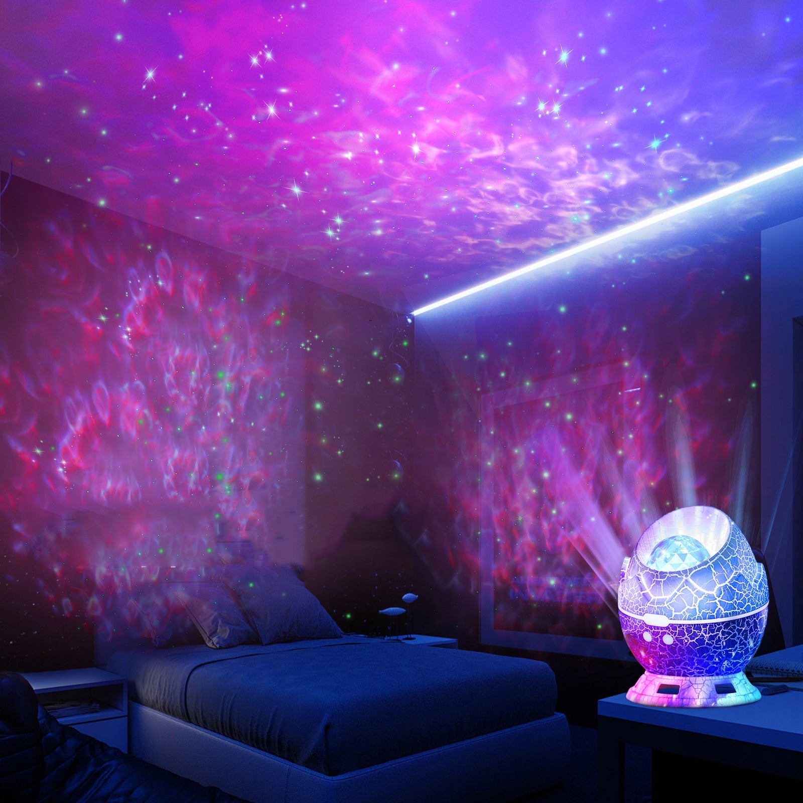 Crackle Dinosaur Egg Projector Table Lamp