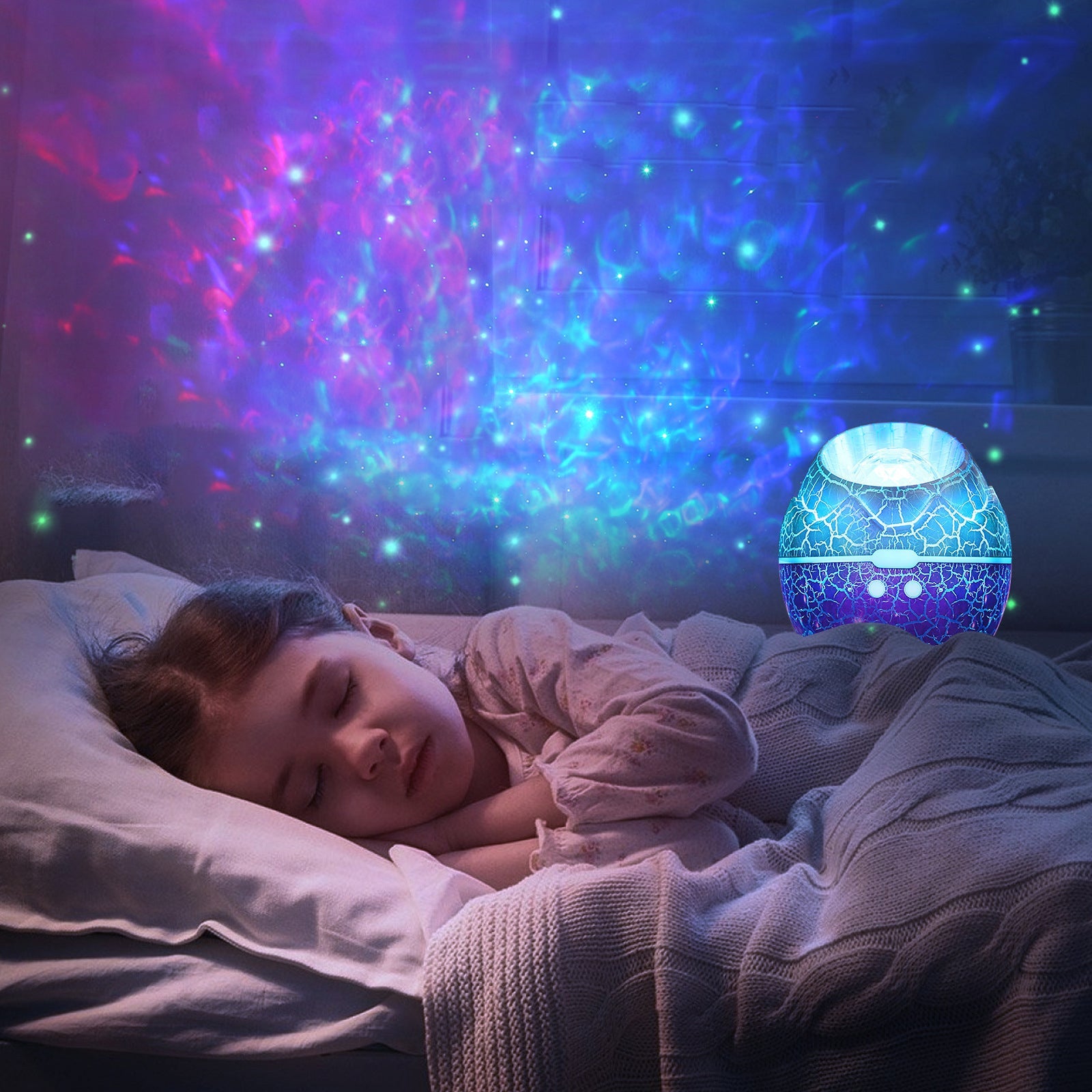 Crackle Dinosaur Egg Projector Table Lamp