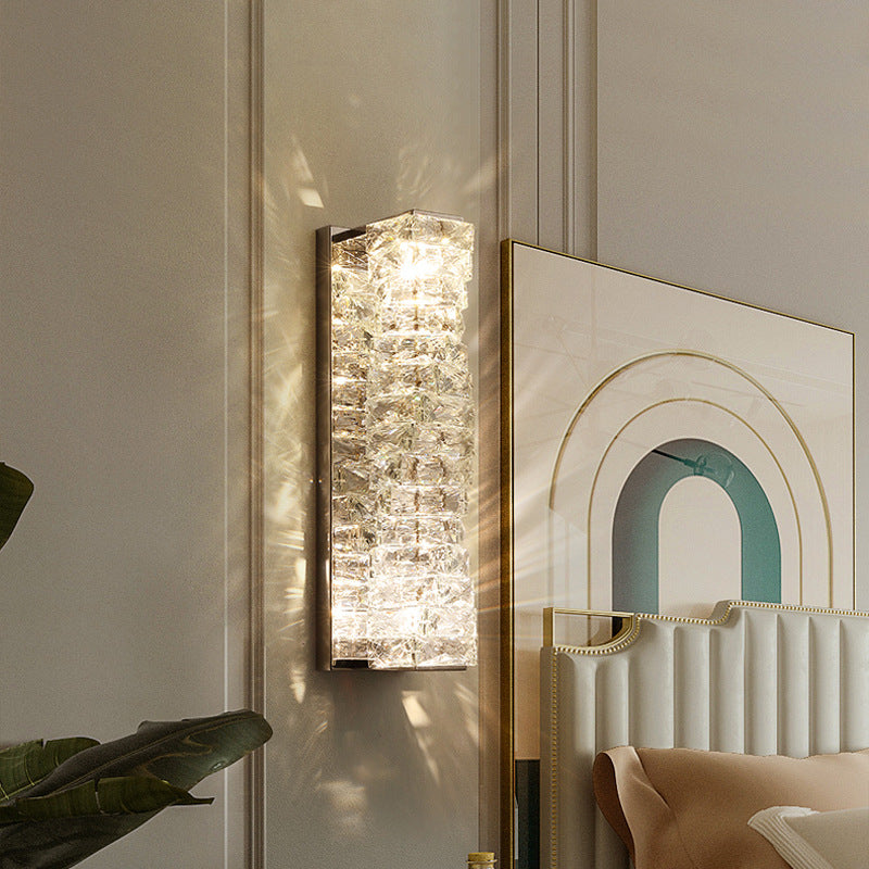 Rectangular Irregular Crystal Column Wall Lamp