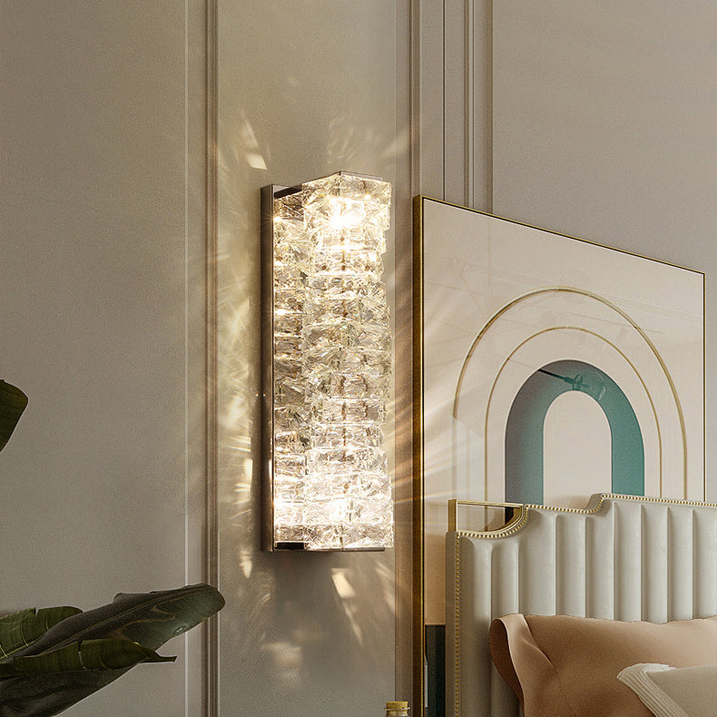 Rectangular Irregular Crystal Column Wall Lamp
