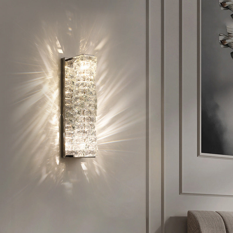Rectangular Irregular Crystal Column Wall Lamp