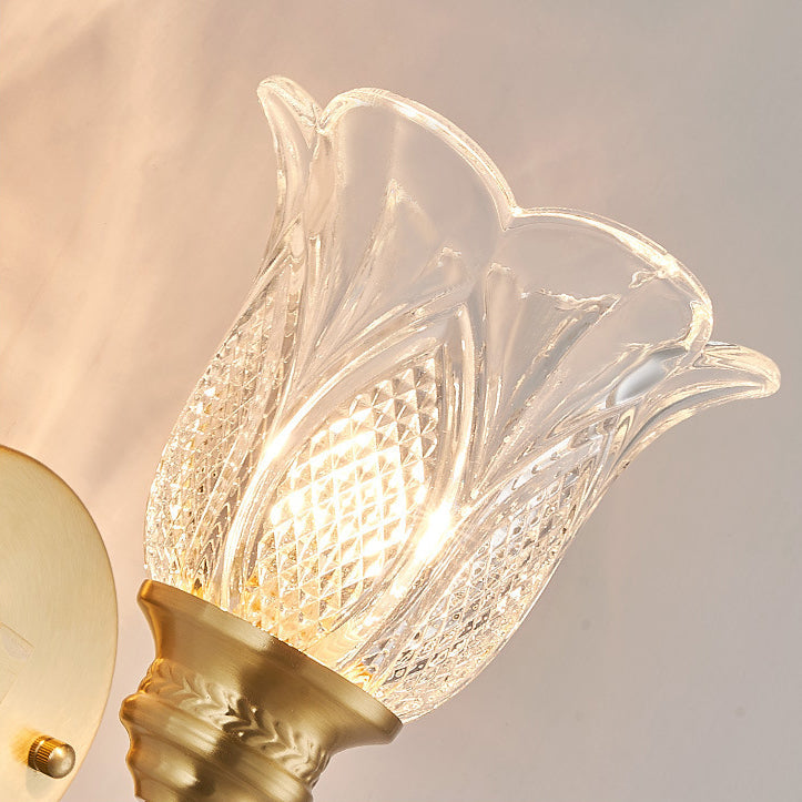 Curved Pole Flower Cup Wall Lamp