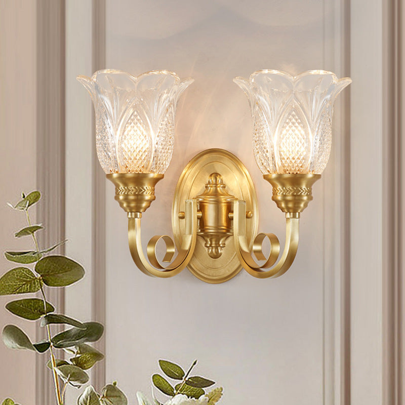 Curved Pole Flower Cup Wall Lamp