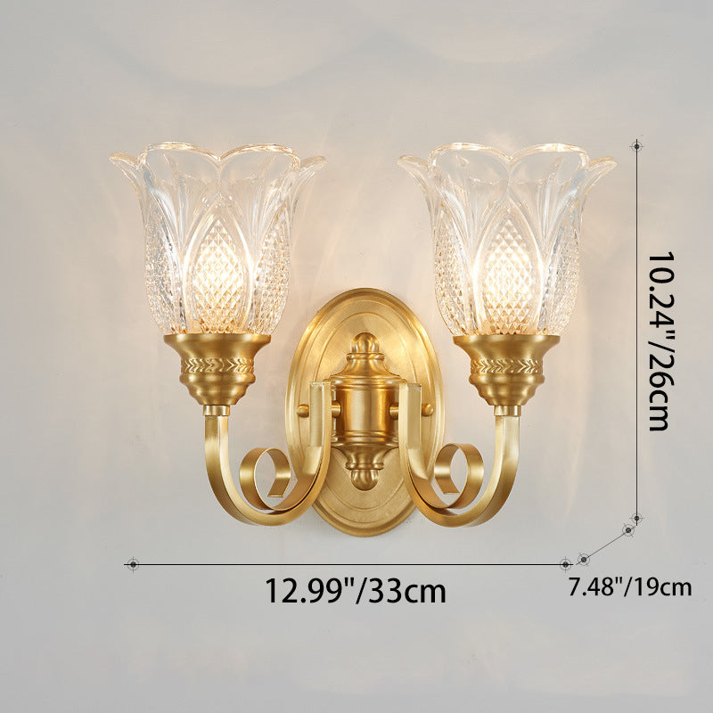 Curved Pole Flower Cup Wall Lamp