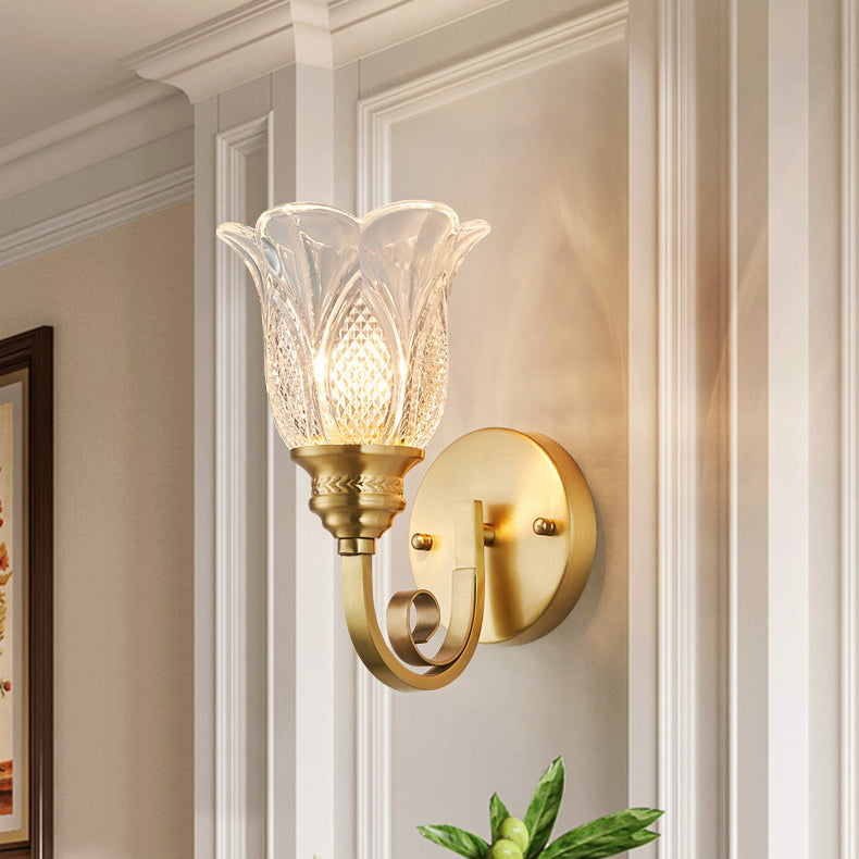 Curved Pole Flower Cup Wall Lamp