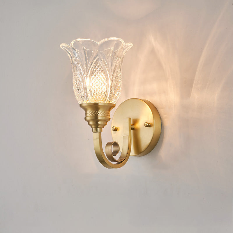 Curved Pole Flower Cup Wall Lamp