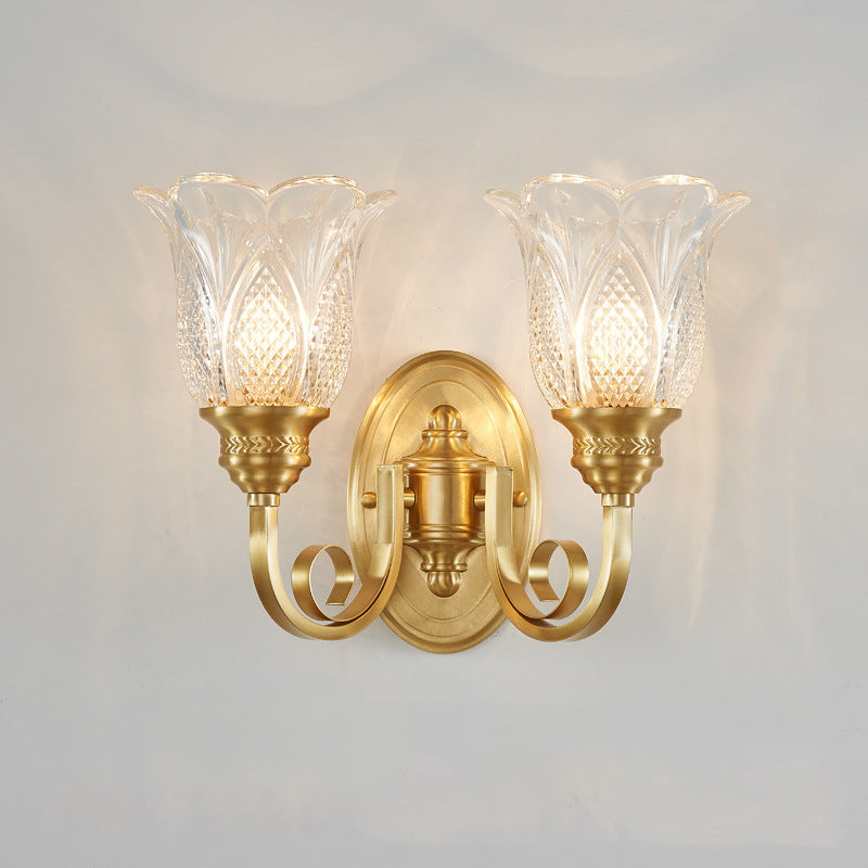 Curved Pole Flower Cup Wall Lamp