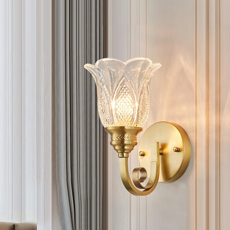 Curved Pole Flower Cup Wall Lamp