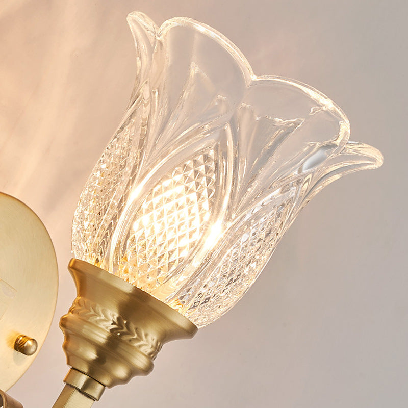 Curved Pole Flower Cup Wall Lamp