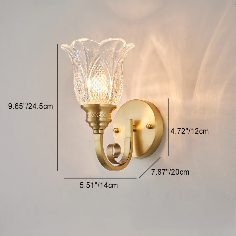 Curved Pole Flower Cup Wall Lamp