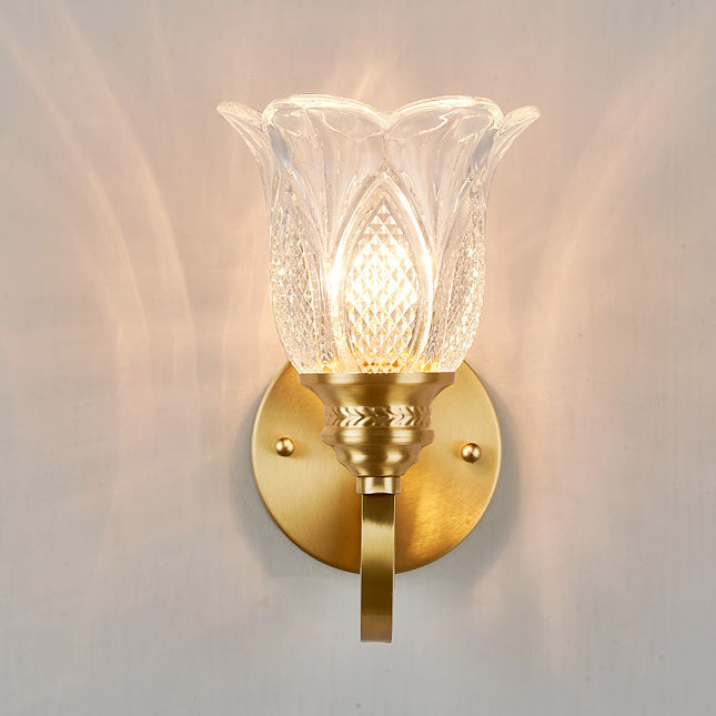 Curved Pole Flower Cup Wall Lamp