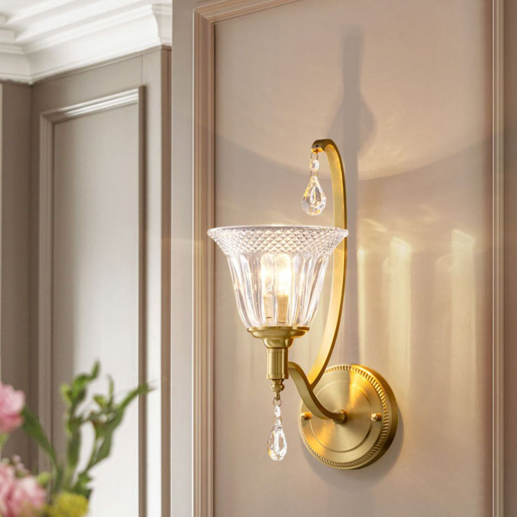 Curved Pole Cup Shape Wall Lamp