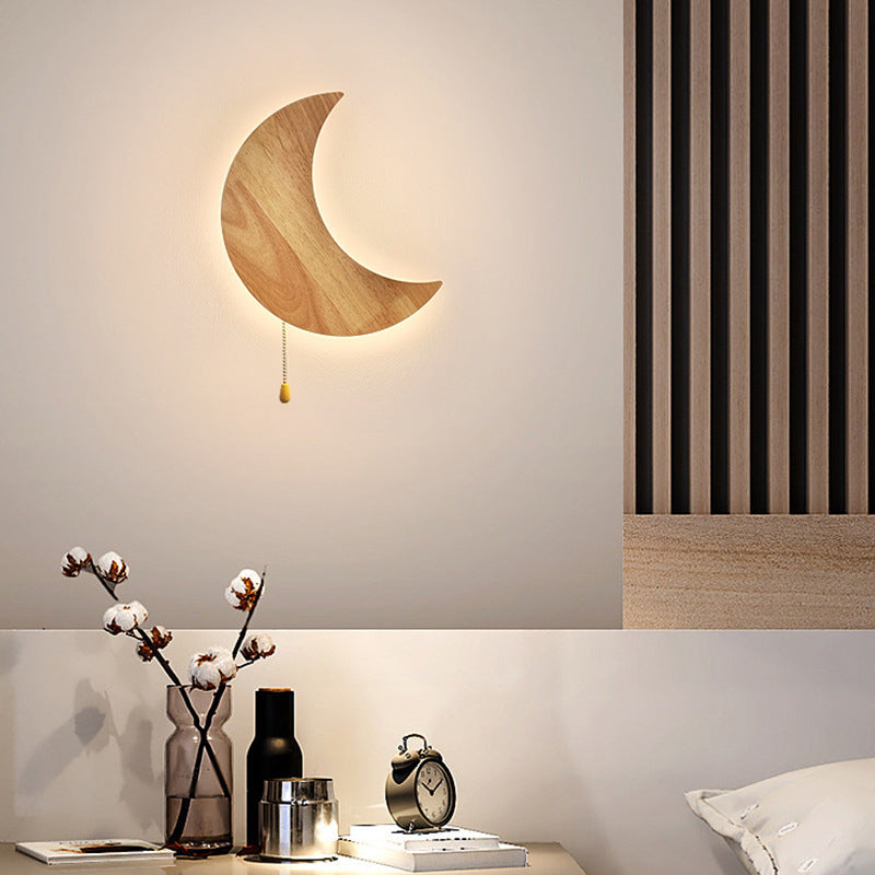 Moon Bunny Wood Acrylic Wall Lamp