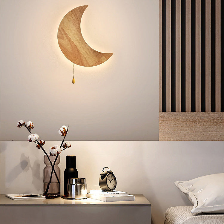 Moon Bunny Wood Acrylic Wall Lamp