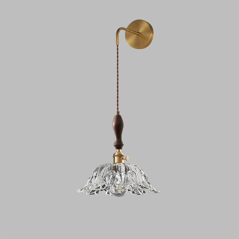 Flower Full Brass Glass Wall Lamp