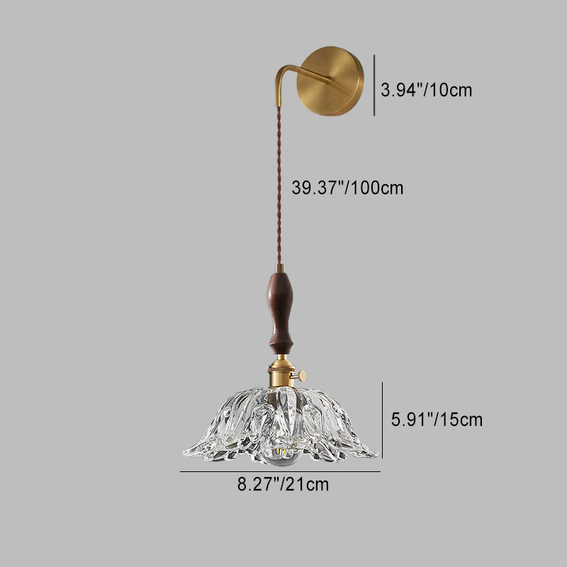 Flower Full Brass Glass Wall Lamp