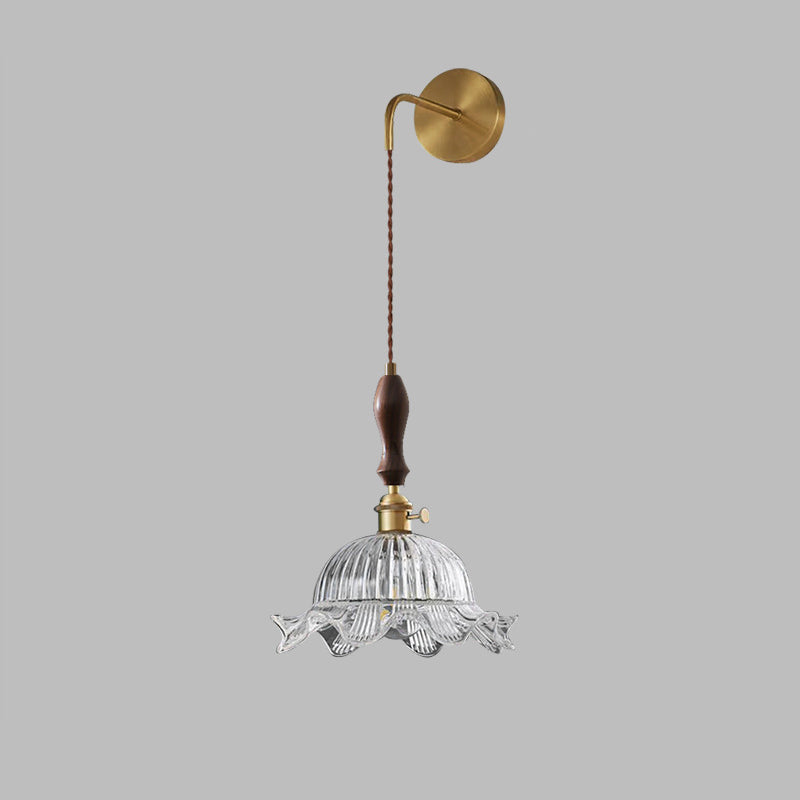 Flower Full Brass Glass Wall Lamp
